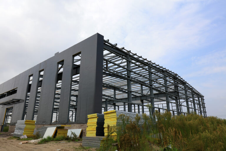 Unfinished,Factory,Building,With,Frame,Structure